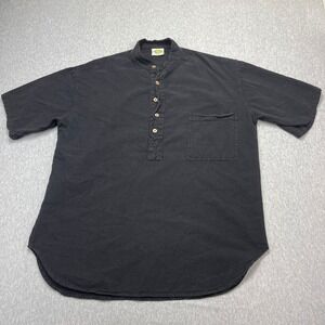 Drawstrings of Malibu Shirt Mens XS Henley Black Blade Collar Short Sleeve EUC